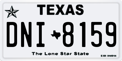TX license plate DNI8159
