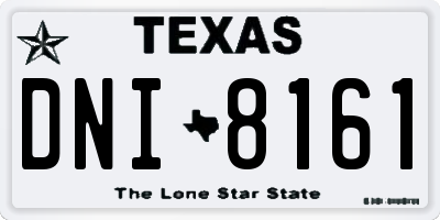 TX license plate DNI8161