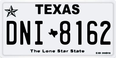 TX license plate DNI8162