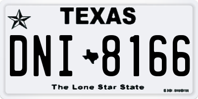 TX license plate DNI8166