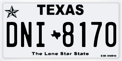 TX license plate DNI8170