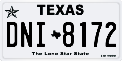 TX license plate DNI8172