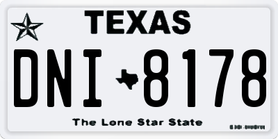 TX license plate DNI8178