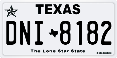 TX license plate DNI8182