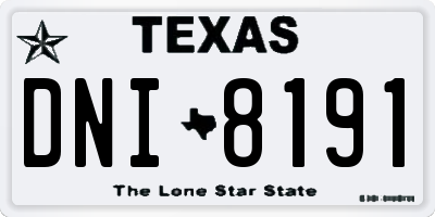 TX license plate DNI8191