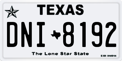 TX license plate DNI8192