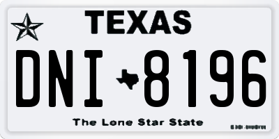 TX license plate DNI8196