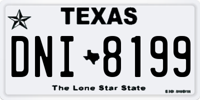 TX license plate DNI8199