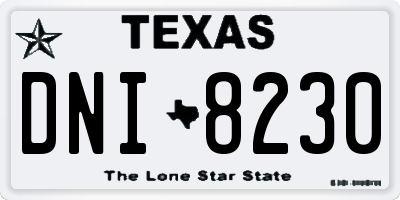 TX license plate DNI8230