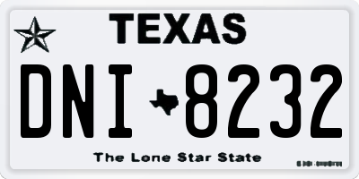 TX license plate DNI8232