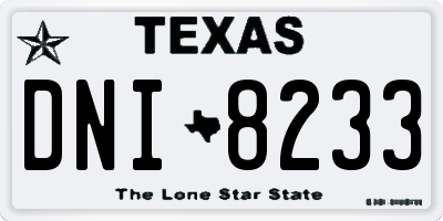 TX license plate DNI8233