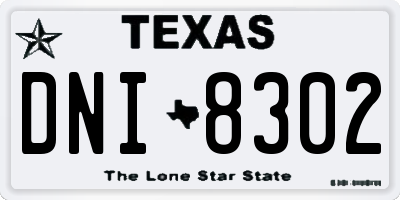 TX license plate DNI8302