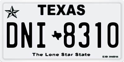 TX license plate DNI8310