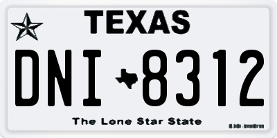 TX license plate DNI8312