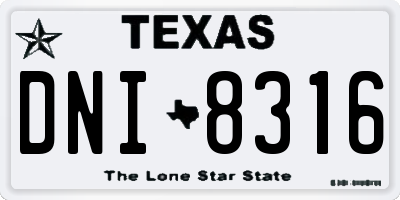 TX license plate DNI8316