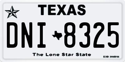 TX license plate DNI8325