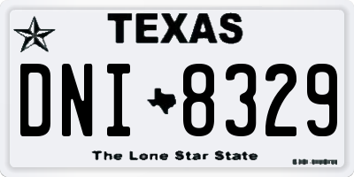 TX license plate DNI8329