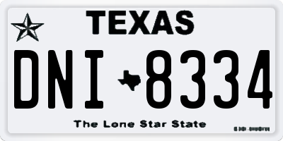 TX license plate DNI8334