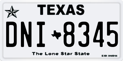 TX license plate DNI8345