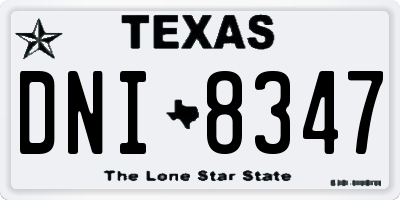 TX license plate DNI8347