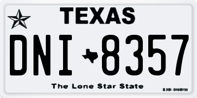 TX license plate DNI8357