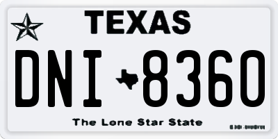 TX license plate DNI8360