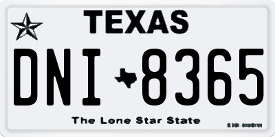 TX license plate DNI8365