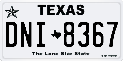 TX license plate DNI8367