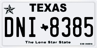 TX license plate DNI8385