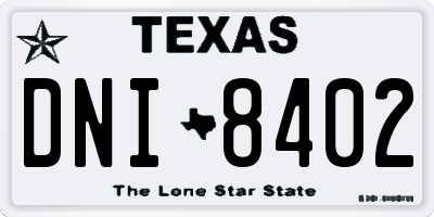 TX license plate DNI8402