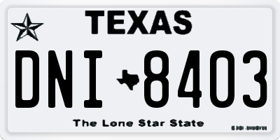 TX license plate DNI8403
