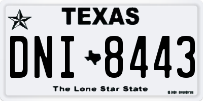 TX license plate DNI8443