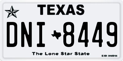 TX license plate DNI8449