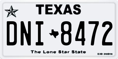 TX license plate DNI8472