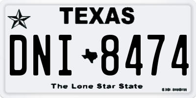 TX license plate DNI8474