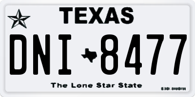 TX license plate DNI8477