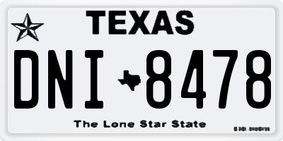 TX license plate DNI8478