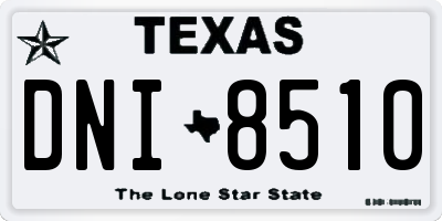 TX license plate DNI8510