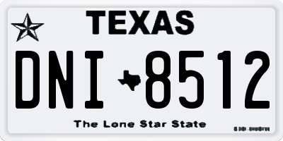 TX license plate DNI8512