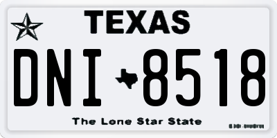 TX license plate DNI8518