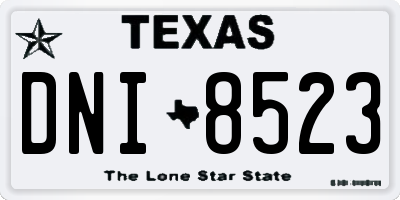 TX license plate DNI8523