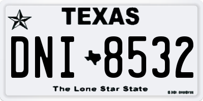 TX license plate DNI8532