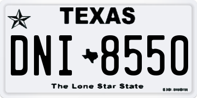 TX license plate DNI8550