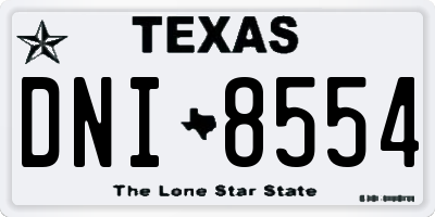 TX license plate DNI8554