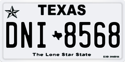 TX license plate DNI8568