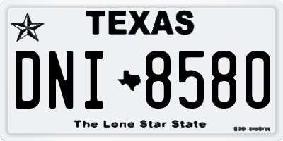 TX license plate DNI8580