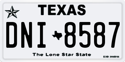 TX license plate DNI8587