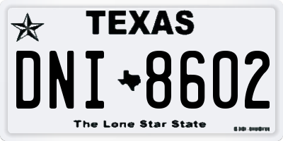 TX license plate DNI8602