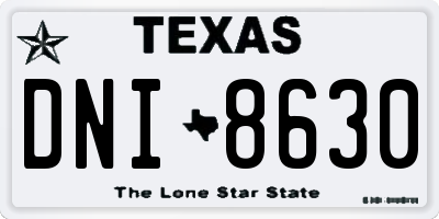 TX license plate DNI8630
