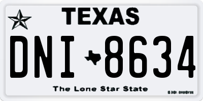 TX license plate DNI8634